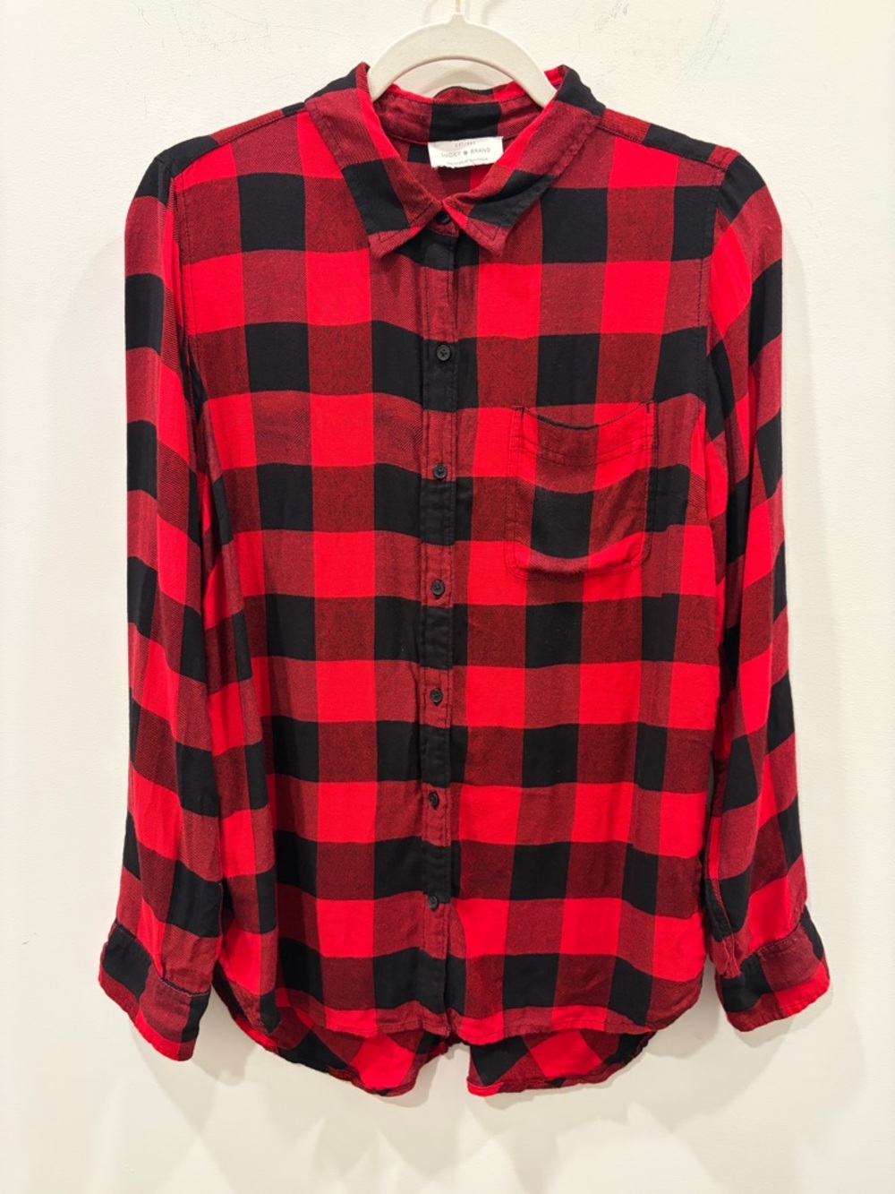 Lucky Brand Red & Black Buffalo Plaid Button-Down Shirt Back Accent Buttoning